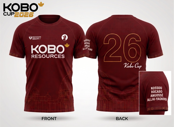 The KOBO CUP 2026 jersey showing the six Adinkra symbols, which embody the principles upon which the KOBO CUP was built and represent.
