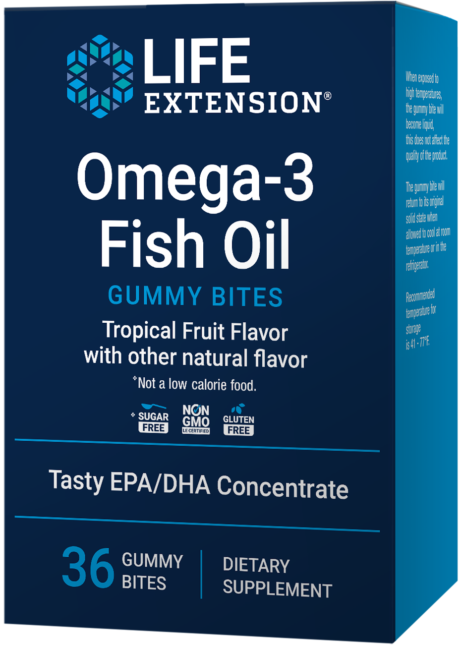 Life Extension's new Omega-3 Fish Oil Gummy Bites Tropical Fruit Flavor