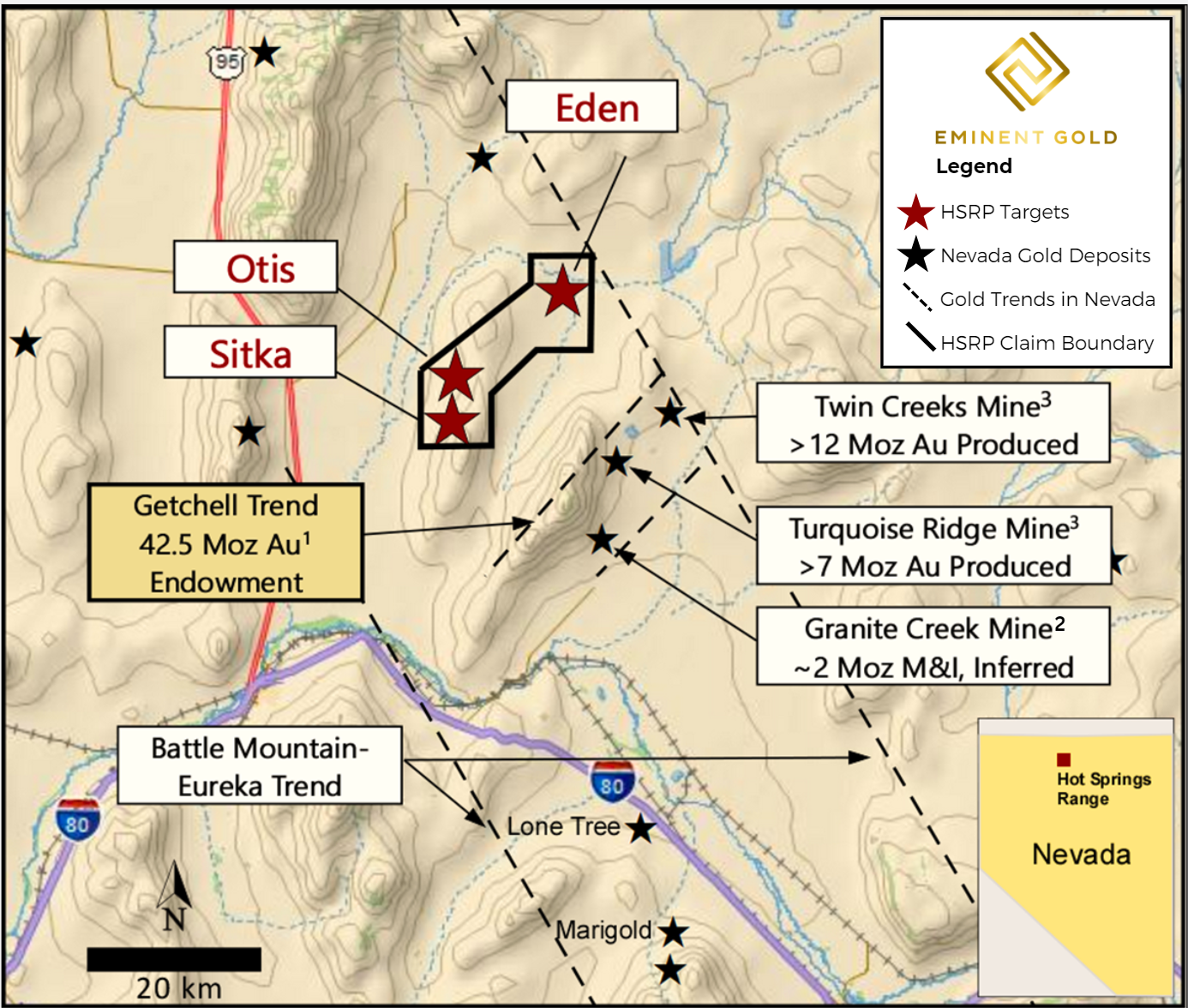 Location of Hot Springs Range Project Otis target