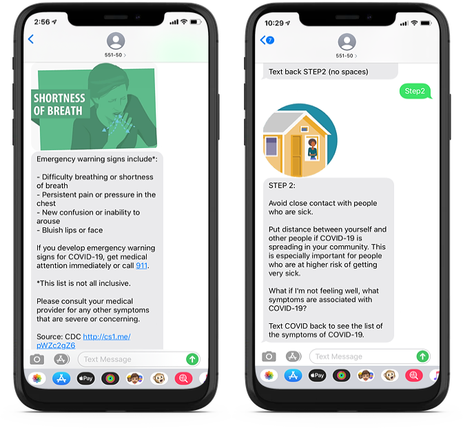 Coronavirus Text Message Alerts