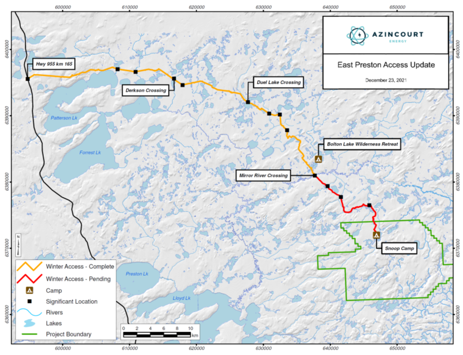 Figure 2: Road access to the East Preston Uranium Project, Western Athabasca Basin Saskatchewan