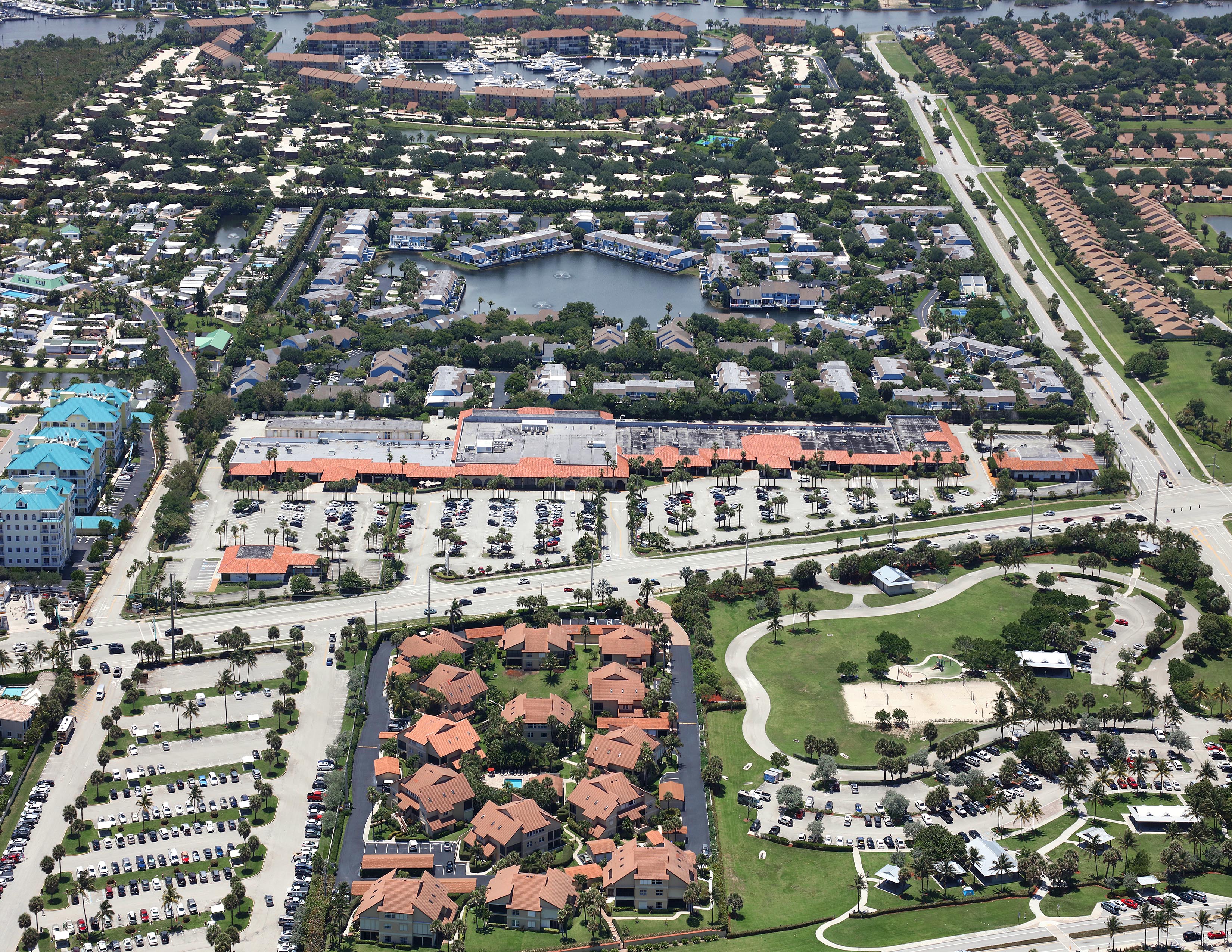 Aerial of Bluffs Square Shoppes in Jupiter, FL