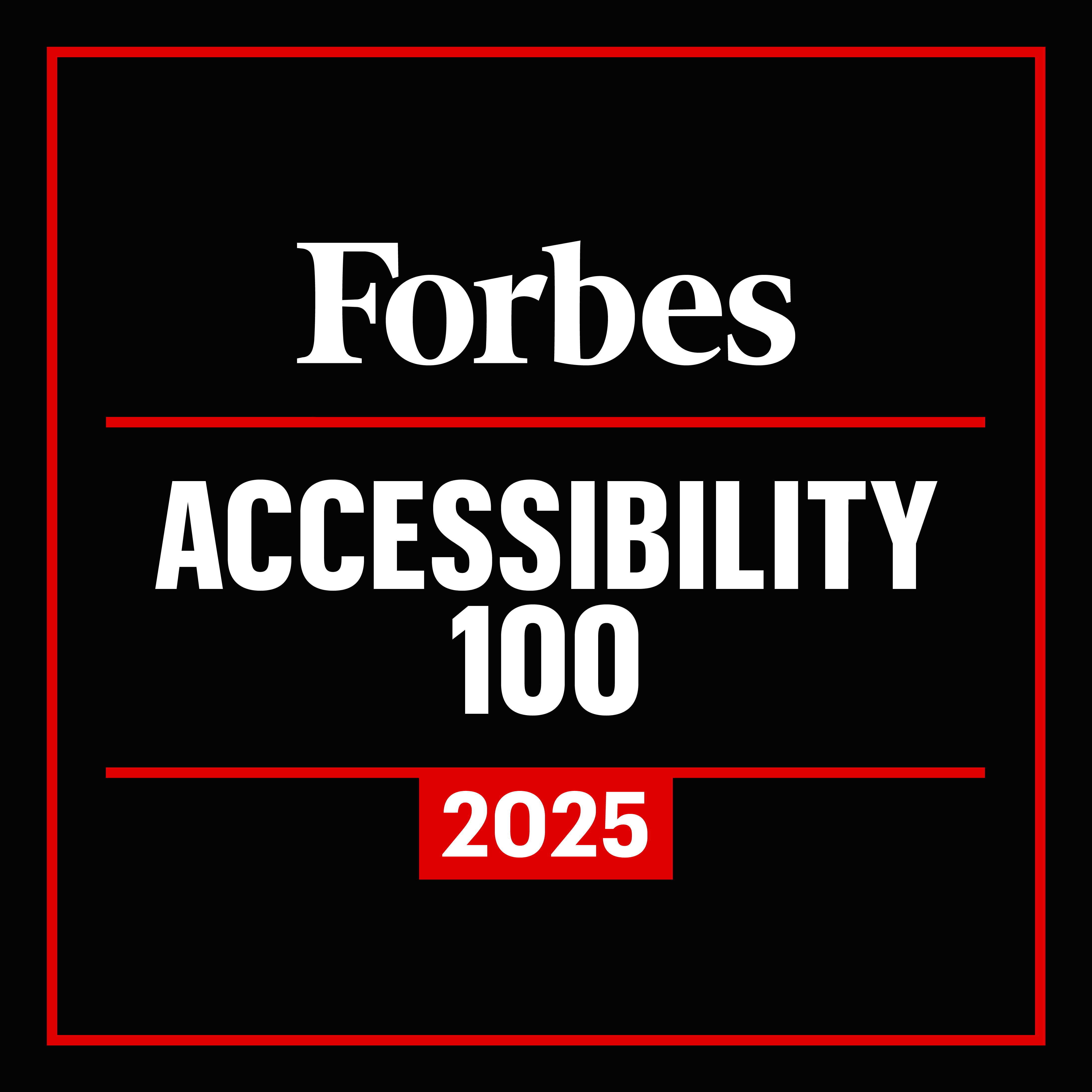 2025 Forbes Accessibility 100 vertical badge