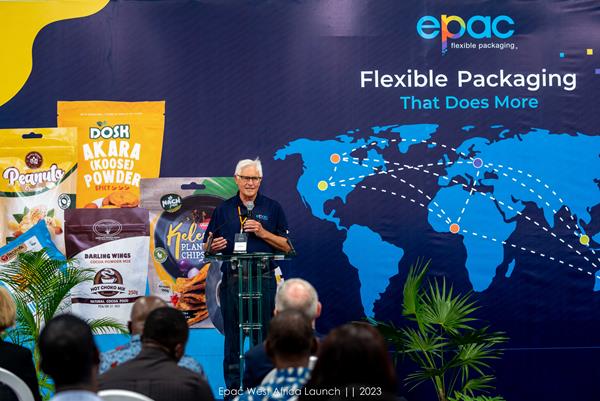 Jack Knott, ePac CEO, addresses the crowd at ePac West Africa launch