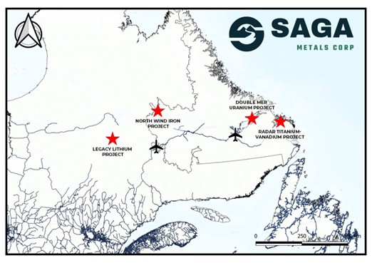 Map of SAGA Metals Projects