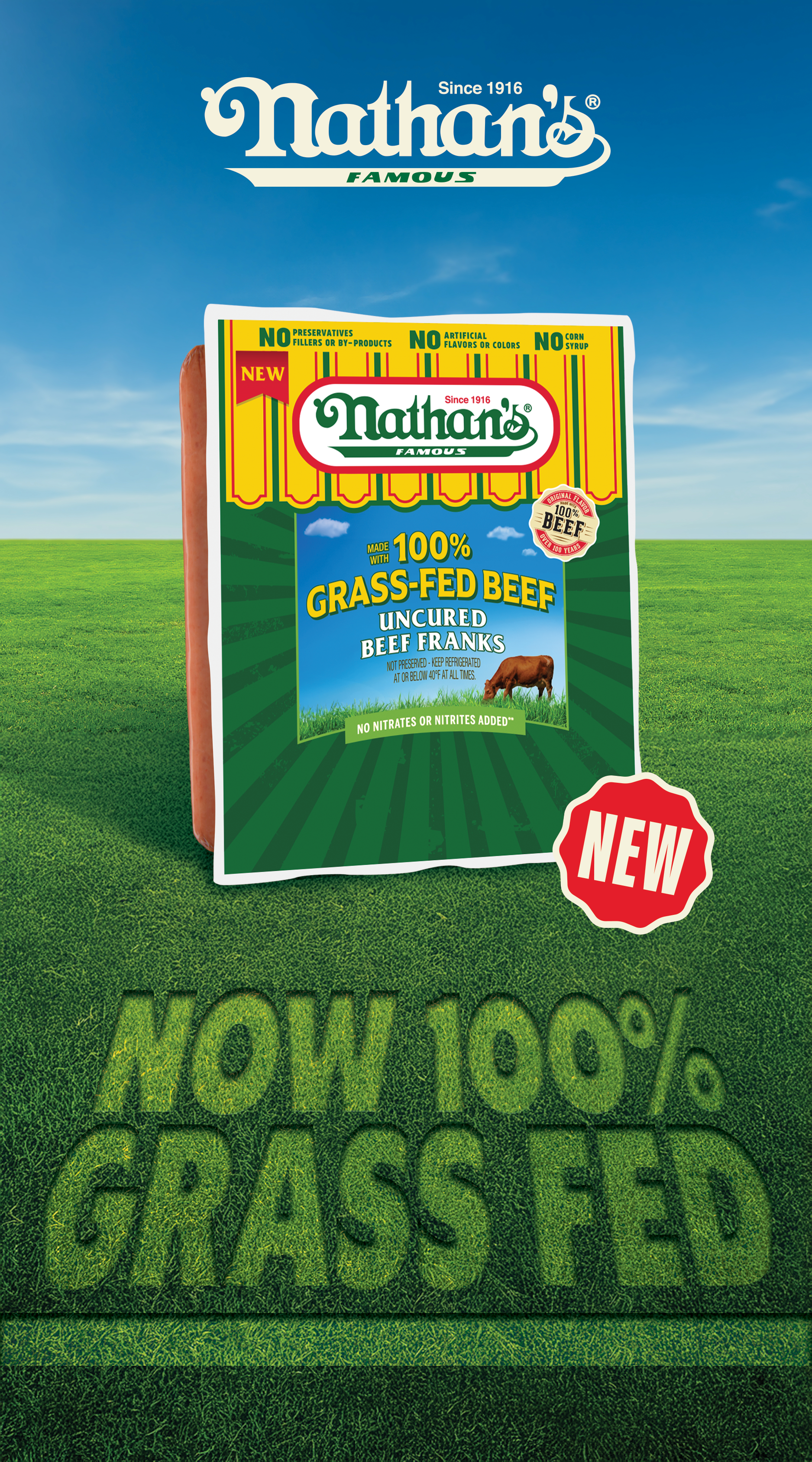Nathan’s Famous Unveils New 100% Grass-Fed Beef Franks 