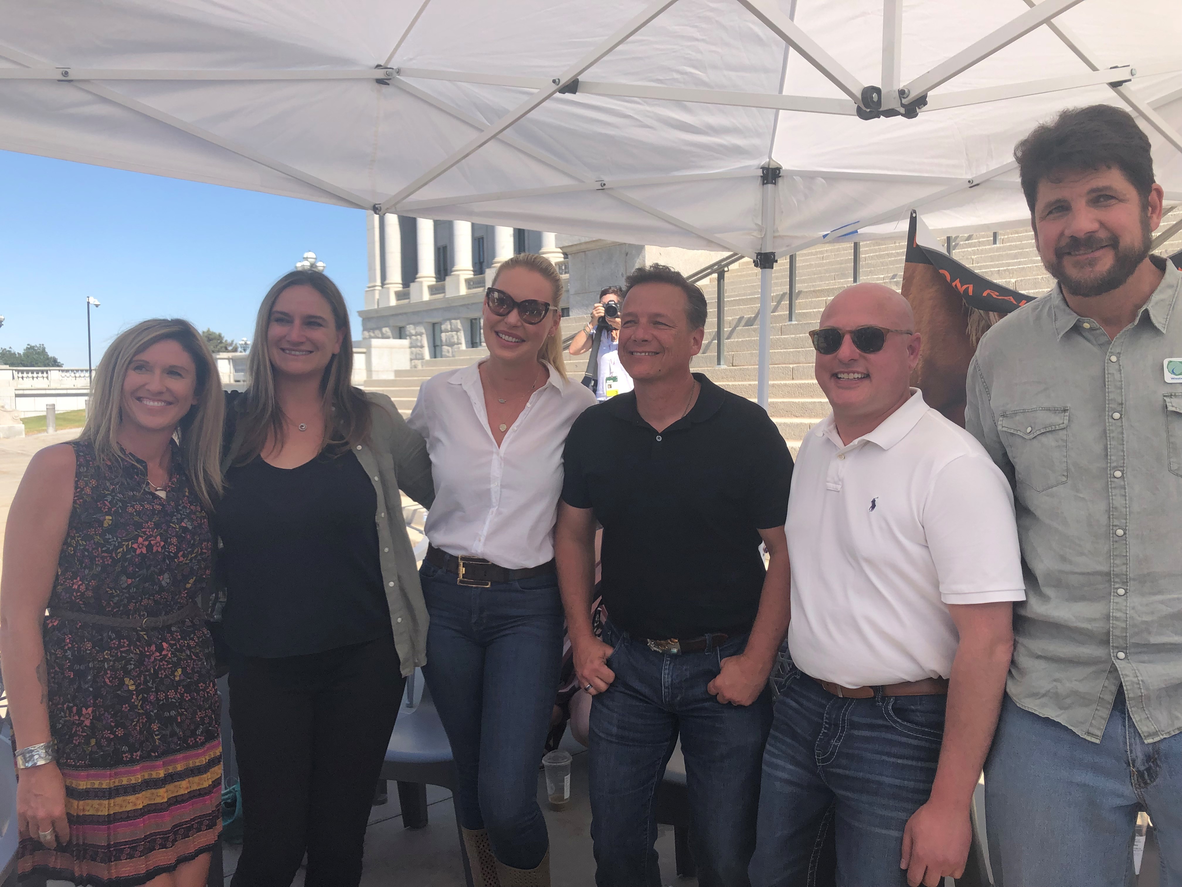 Left to right: Rally speakers included Jen Rogers, Ashley Avis, Katherine Heigl, Scott Beckstead, Marty Irby, and Erik Molvar | Photo by Clay Barclay, Mobile, Alabama