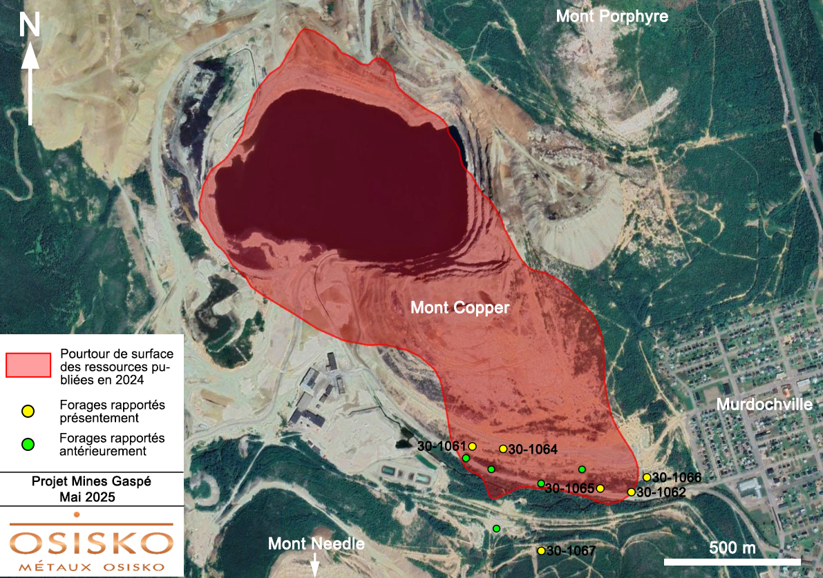 This shows the location of the drill holes relative to the resource and previous announced results.