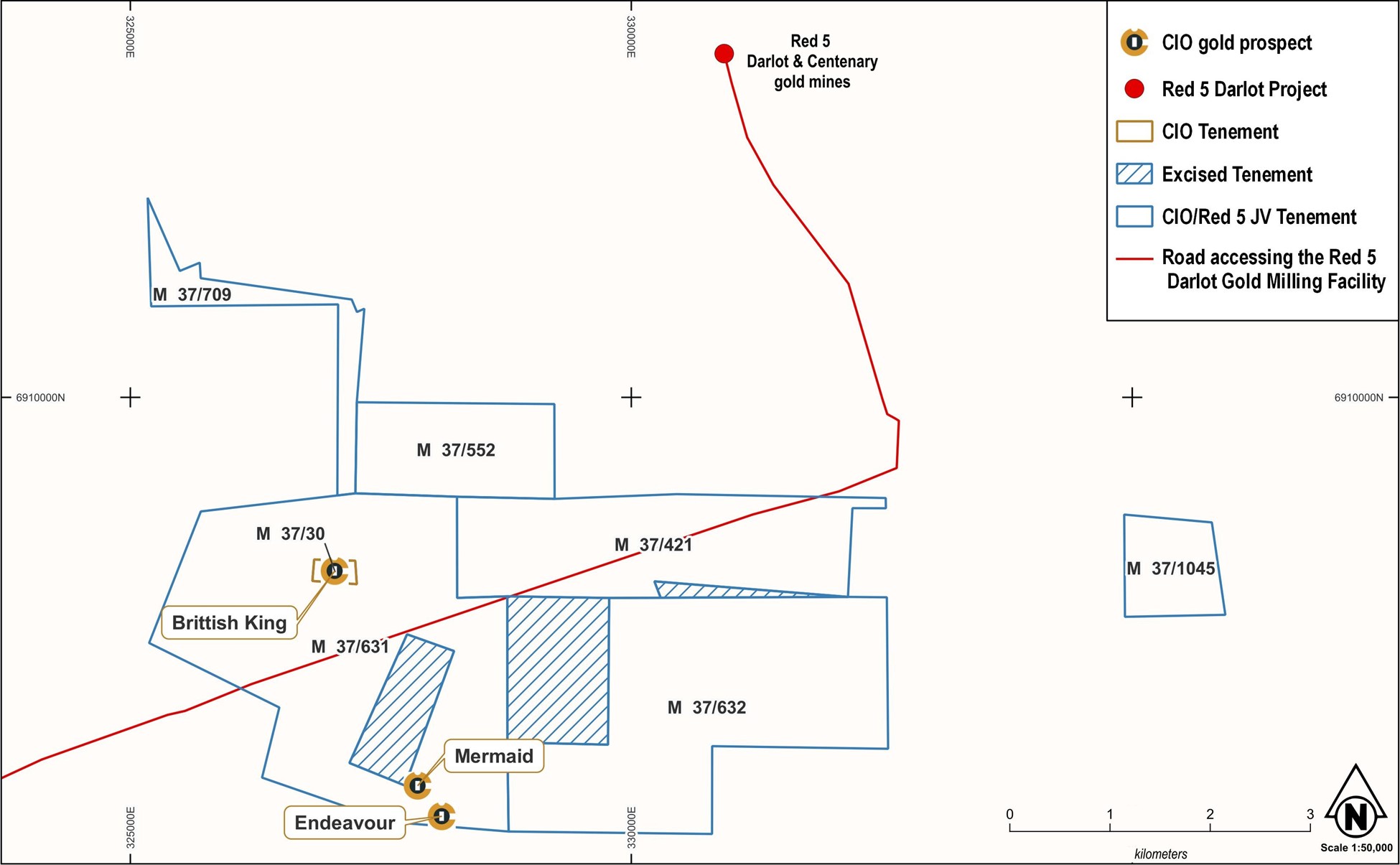 Tenement map of CIO interests in the Dalot Mineral Field
