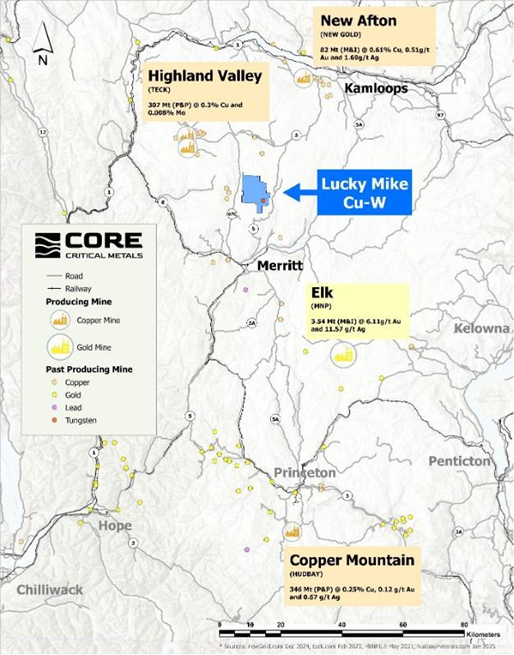 Lucky Mike Copper-Silver-Tungsten Project Location Map 