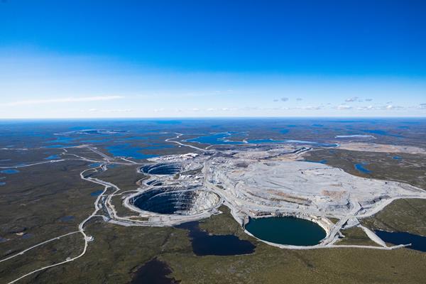 Aerial view of Ekati Diamond Mine