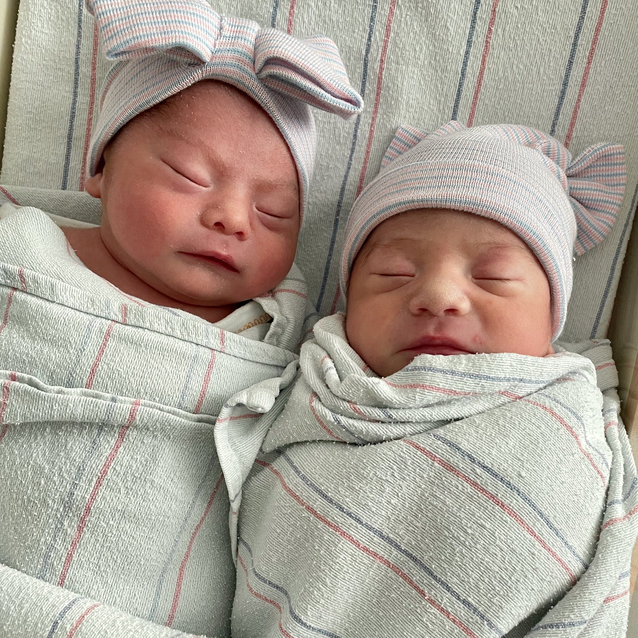 Aylin (pictured on the left) Trujillo arrived at Natividad Medical Center in Salinas California, fifteen minutes after her twin brother, who was born in 2021.