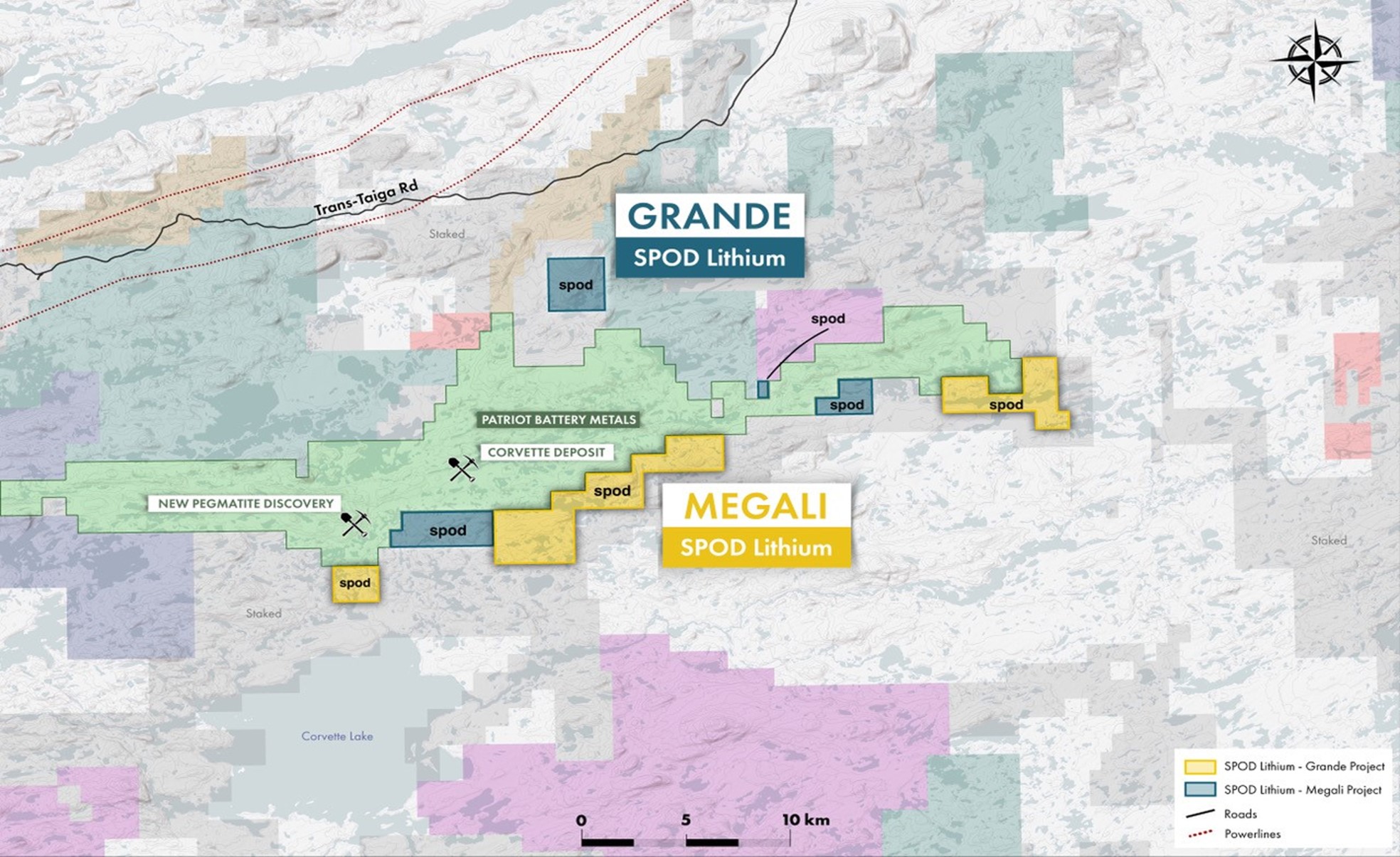 Figure 1: SPOD Lithium Corp. / Patriot Batter Metals Land Position Map