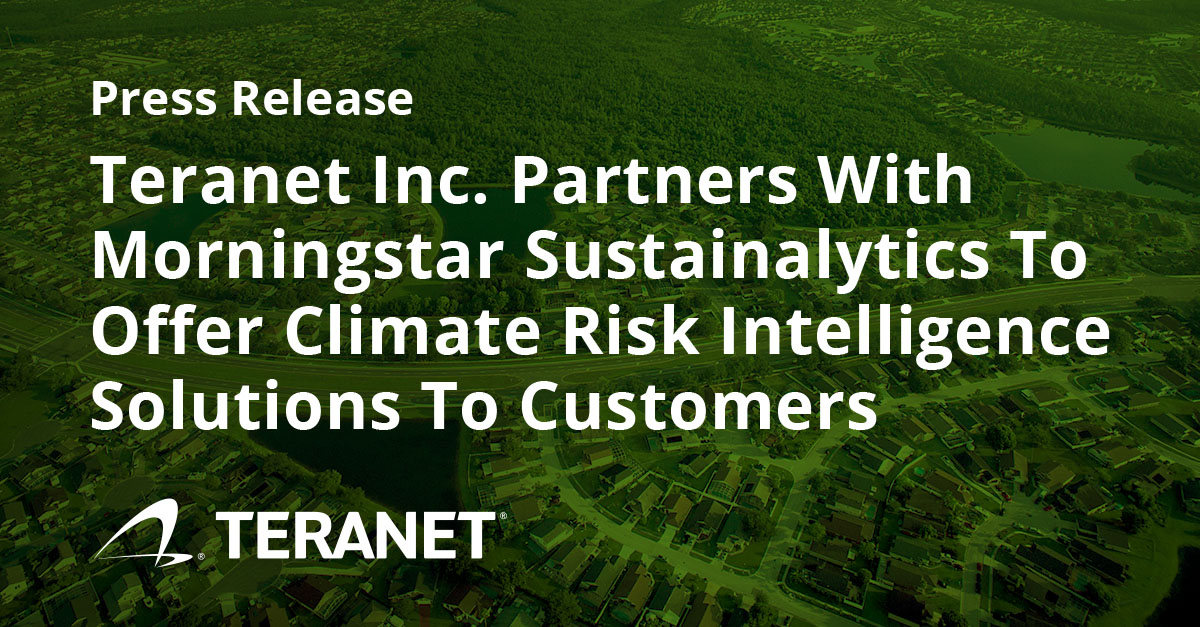 TERANET INC. PARTNERS WITH MORNINGSTAR SUSTAINALYTICS TO