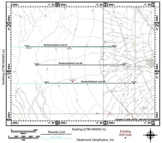 Proposed reflection seismic lines