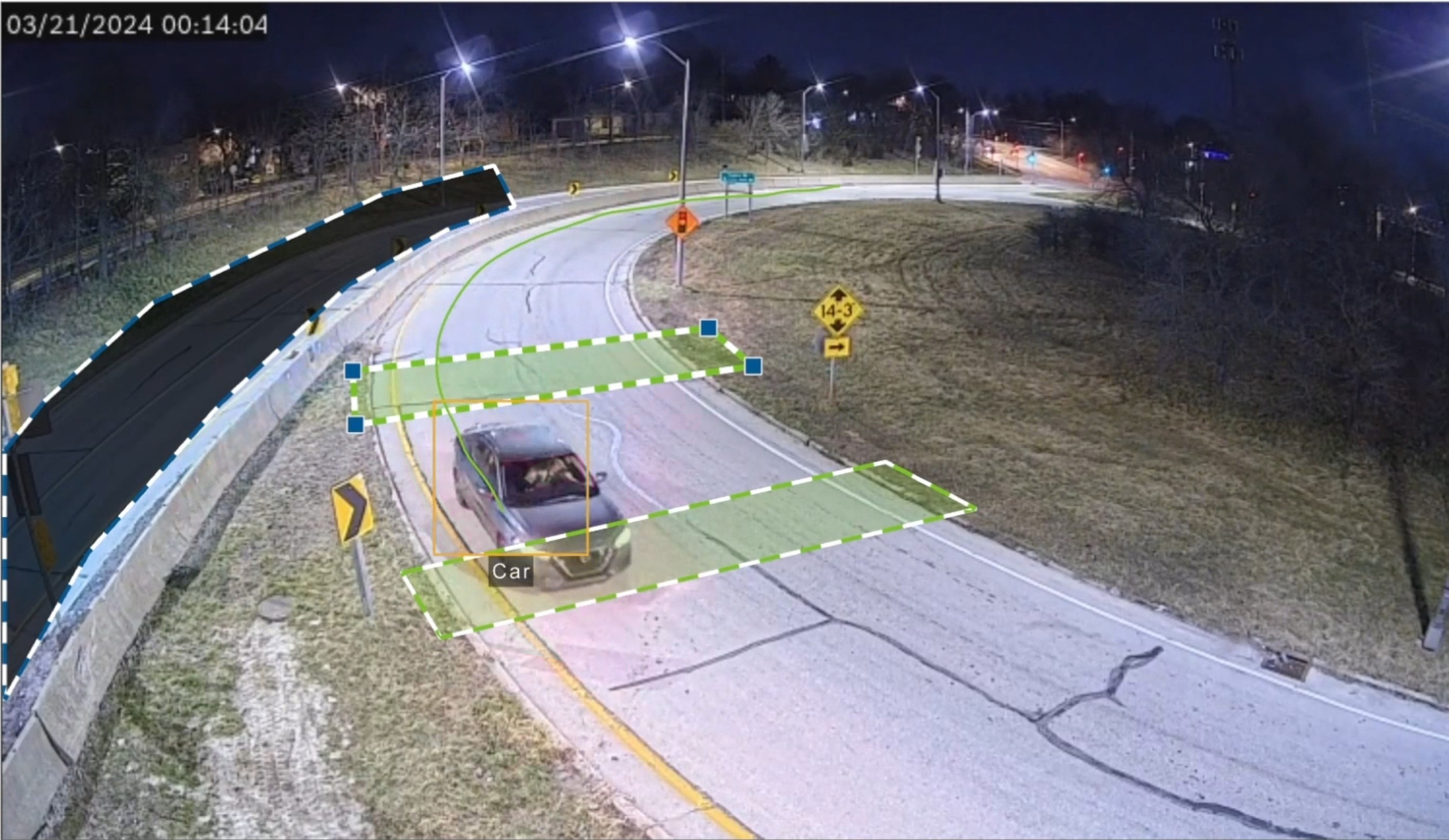 Image taken from TAPCO's Wrong-Way Alert System, powered by Bosch, showing different vehicle categorization.