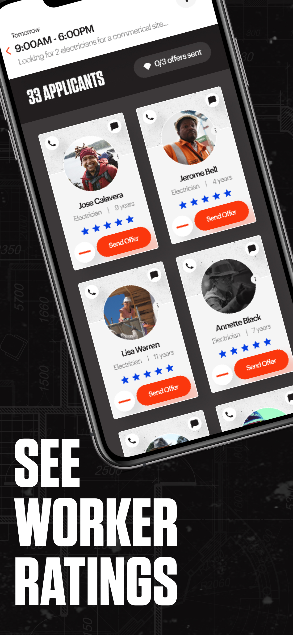 App de Core: Crews by Core, Ver calificaciones de trabajadores