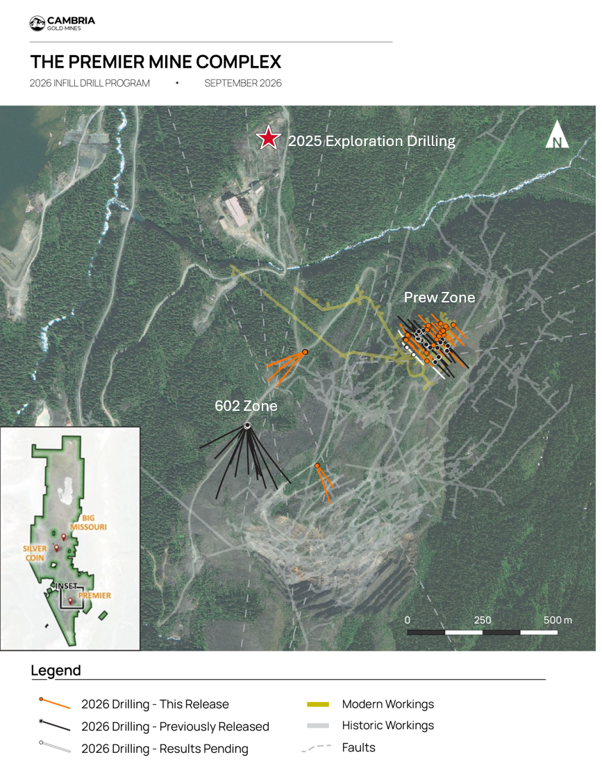 Figure 1: Plan map of Premier-Northern Light (PNL) deposit showing new and previously released 2026 drill traces.