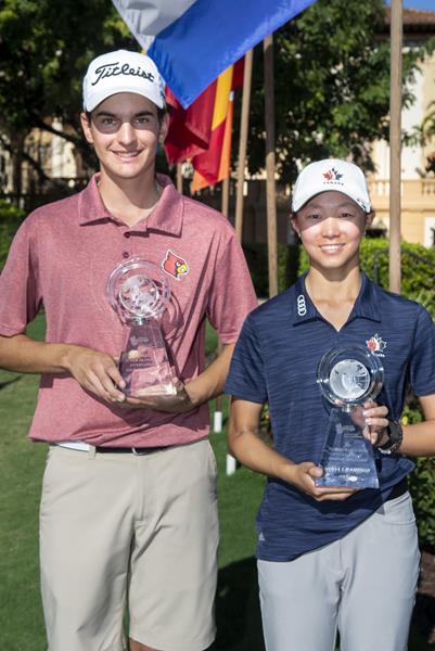 Emily Zhu of Canada and Sebastian Moss of Texas win the 57th annual Junior Orange Bowl International Championship at the Biltmore Hotel Miami
