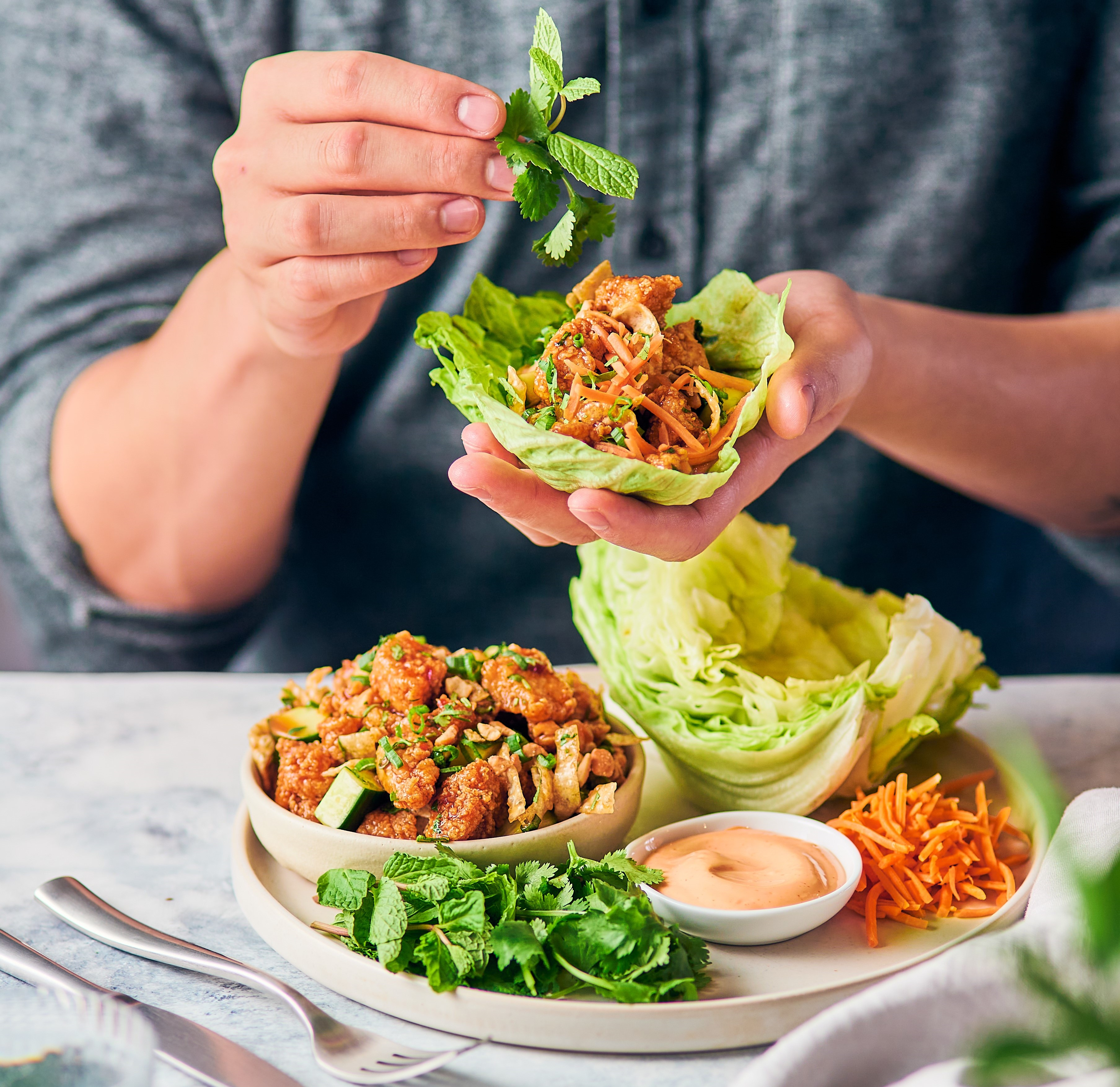 Cashew Chicken Lettuce Wraps - Moxies Core Menu 2024