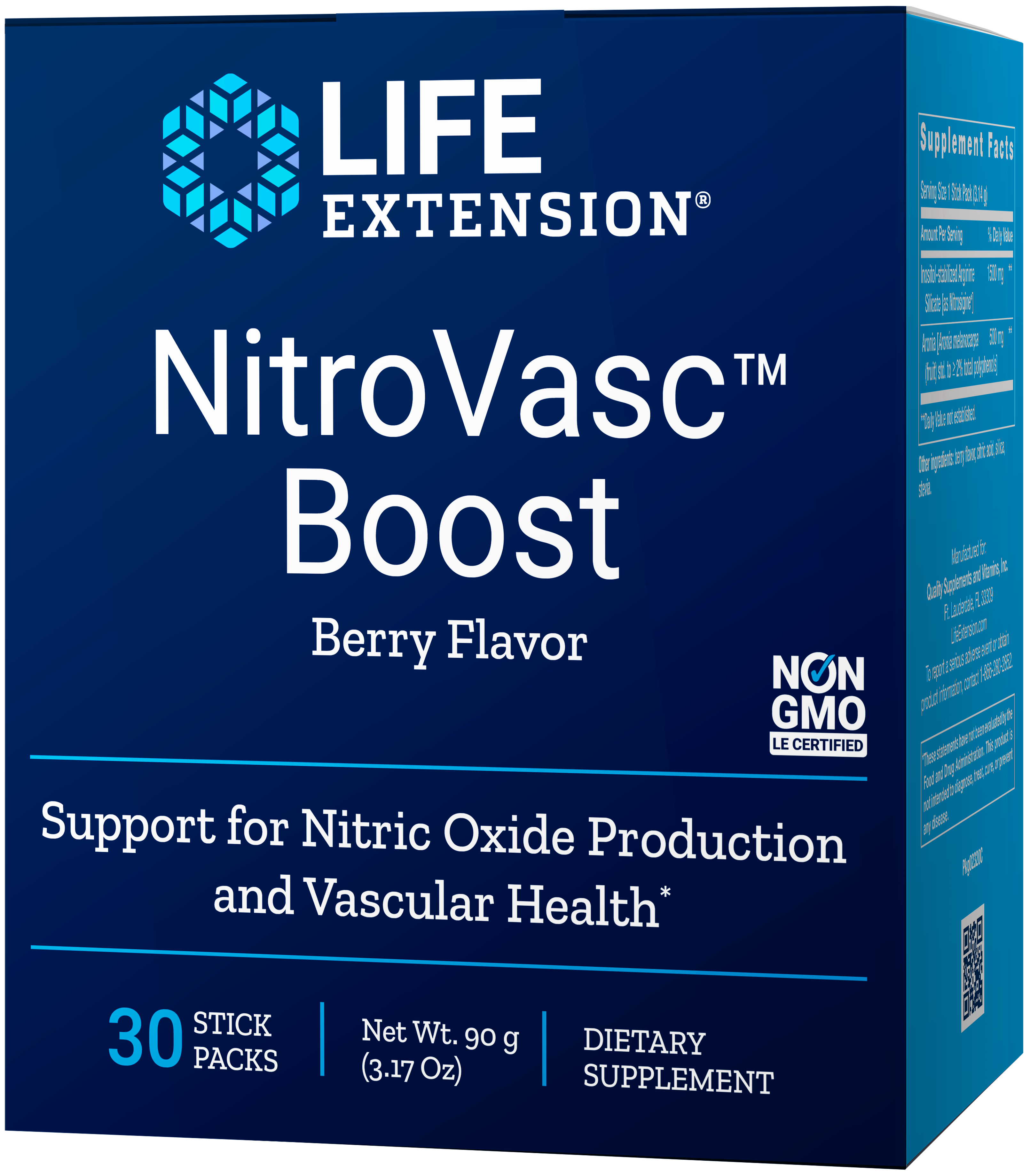 Life Extension has launched NitroVasc Boost on-the-go berry-flavored powder for circulatory support. 