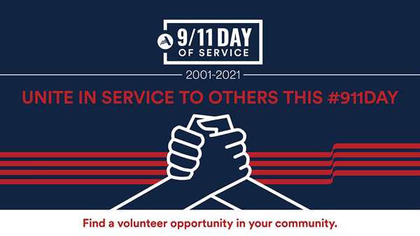 Graphic: Unite in Service to Others This #911Day. 
Find a volunteer opportunity in your community. 
