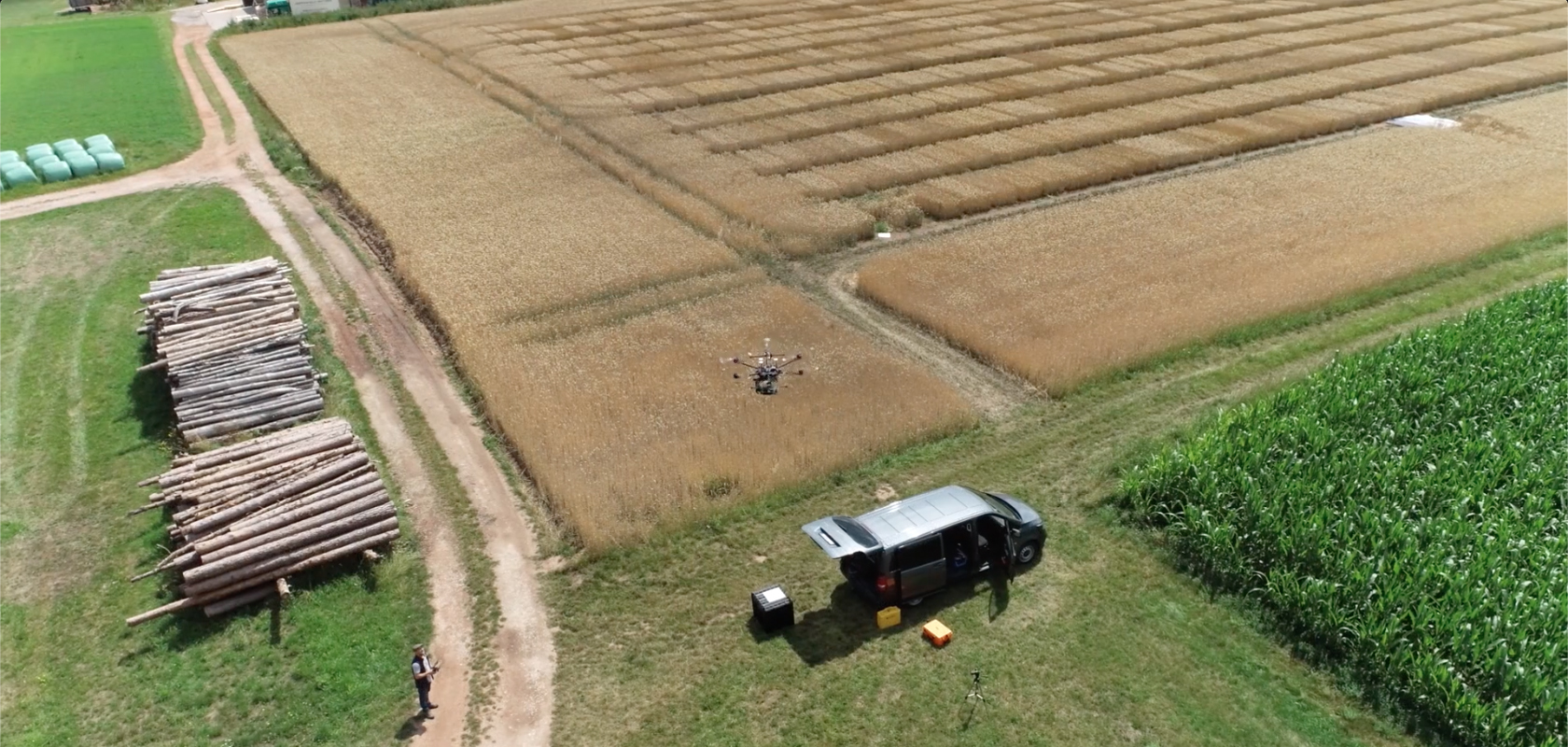 Headwall Photonics lightweight hyperspectral UAV takes off for a flight above an experimental agricultural field.
Photo courtesy geo-konzept GmbH, ©2020