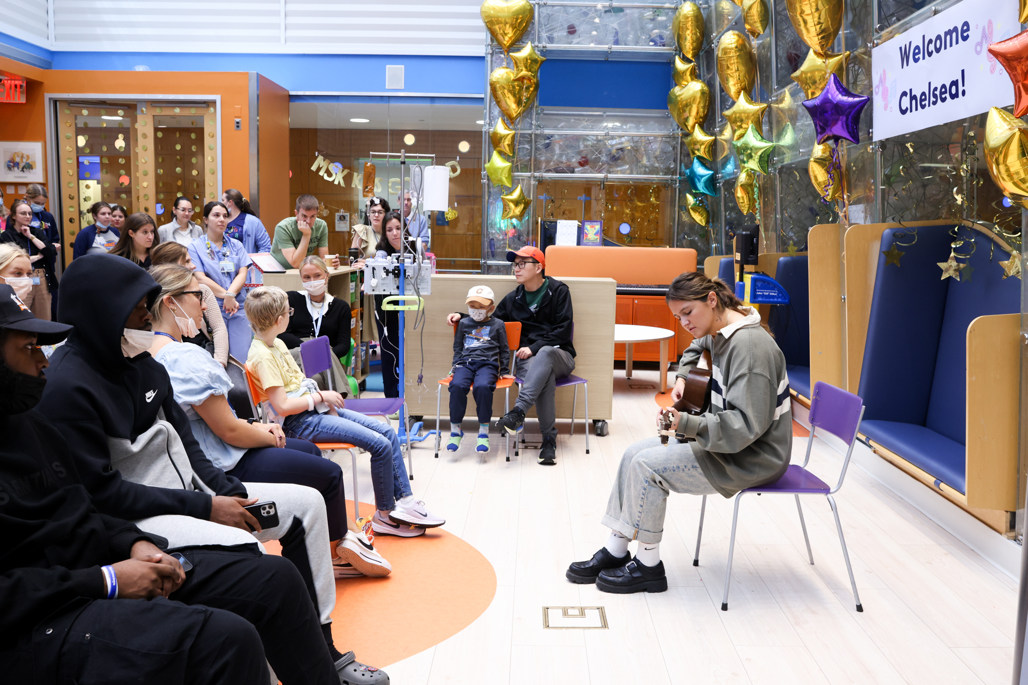 Chelsea Cutler performs for patients for Childhood Cancer Awareness Month in partnership with Musicians On Call and Hyundai Hope On Wheels.