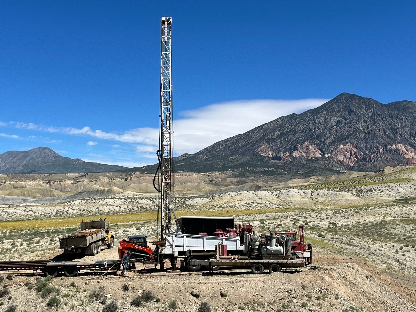 Picture of drill rig being set up at the Tony M Mine for the 2023 program