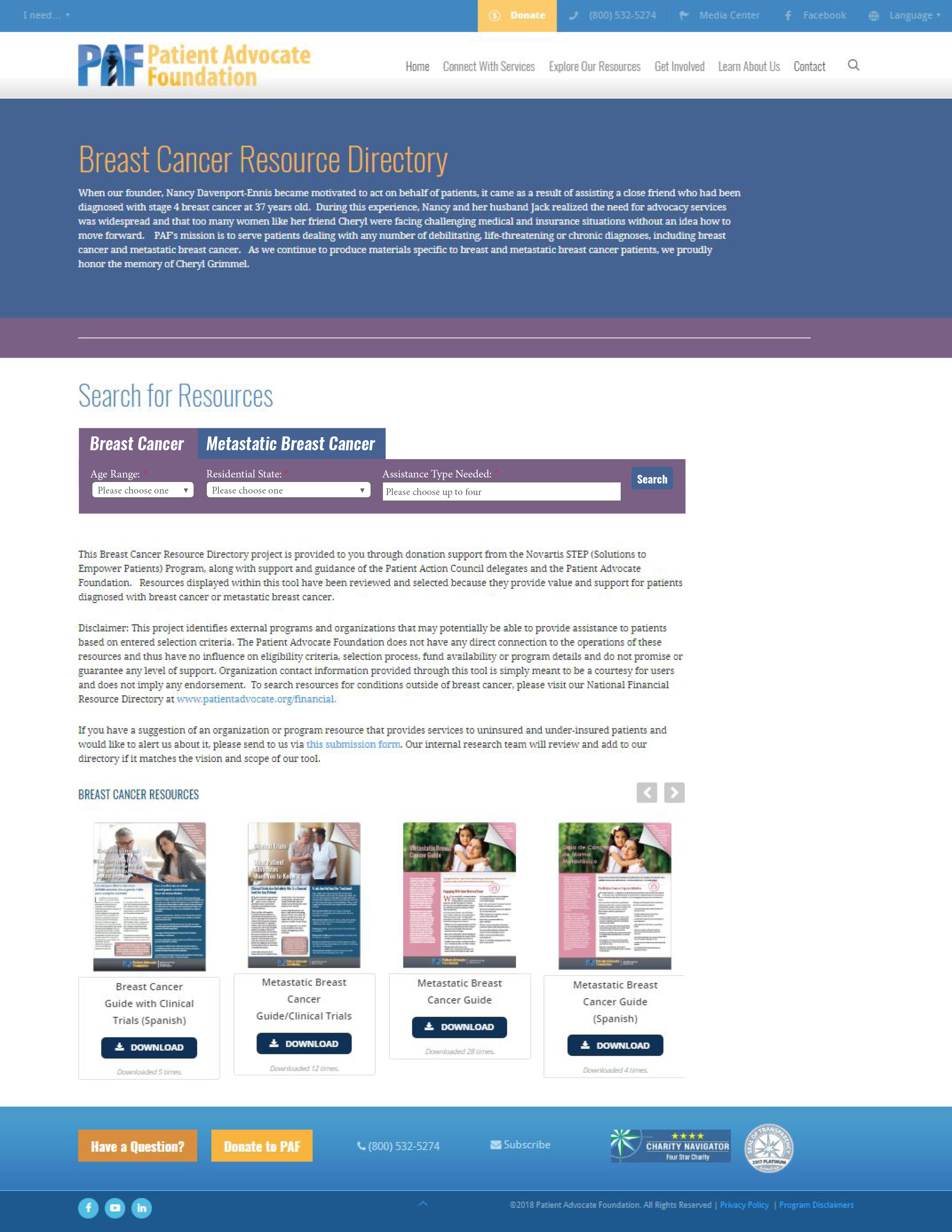 Breast Cancer Services Directory