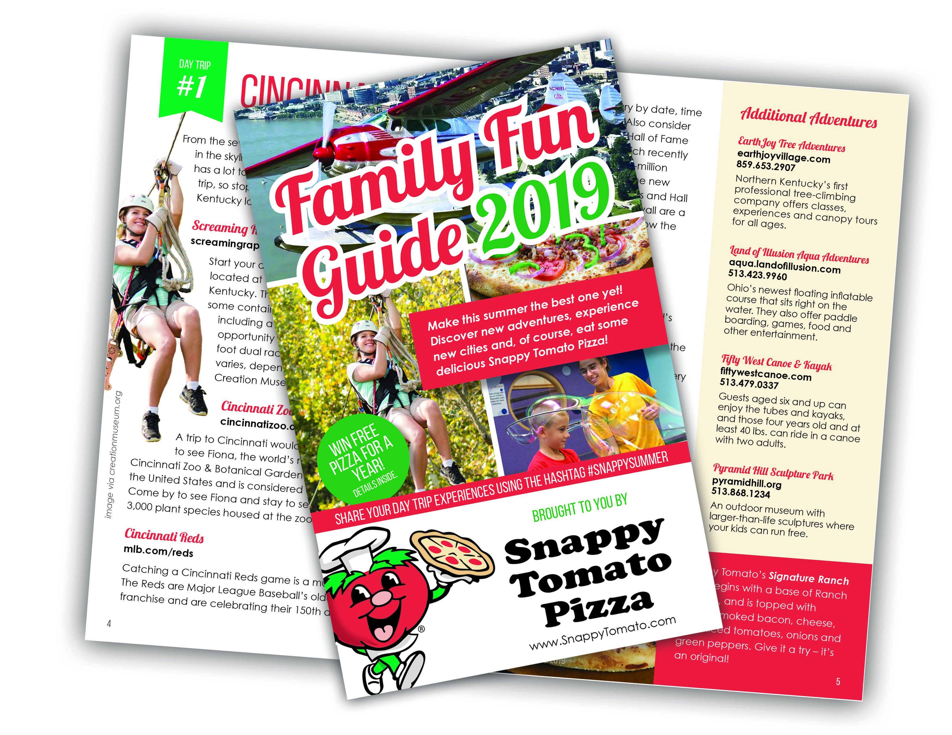Snappy Tomato Pizza Family Fun Guide 2019 - A 16-page Family Focused Day Trip Travel Guide including Knoxville, Tennessee; Rabbit Hash, Kentucky; Cincinnati, Ohio; Columbus, Indiana; and Adams County, Ohio. #SnappySummer - www.SnappyTomato.com