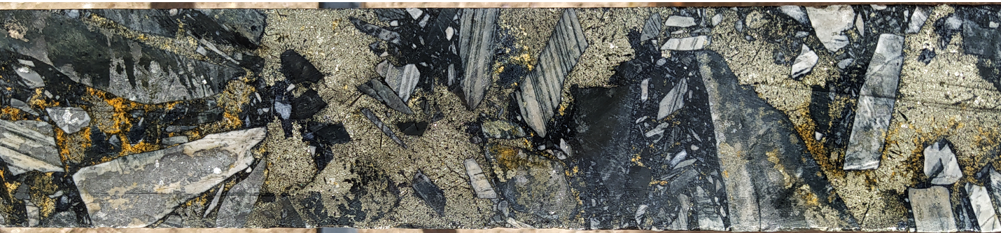 Figure 6 – Typical sulphide-rich breccia mineralisation in hole SFdLA-038