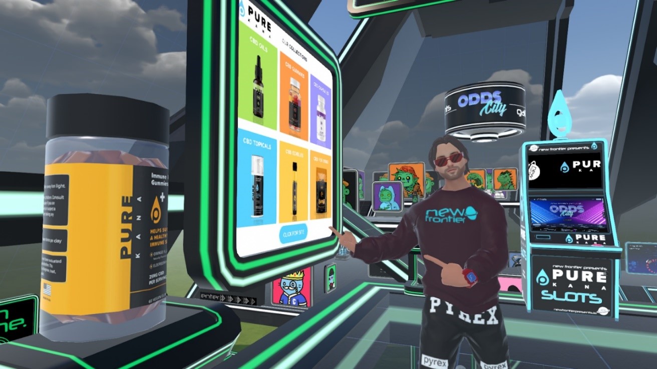 Jeff Buesing of New Frontier Presents visits the PureKana Metaverse store