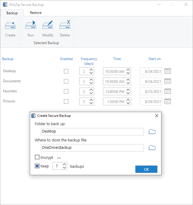 WinZip Secure Backup App