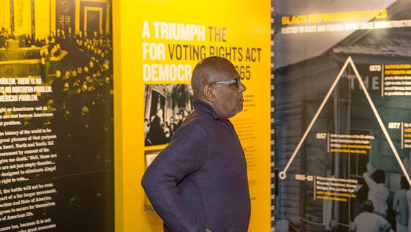 Freedom Award honoree Bob Moses visits the National Civil Rights Museum at the Lorraine Motel in 2014.