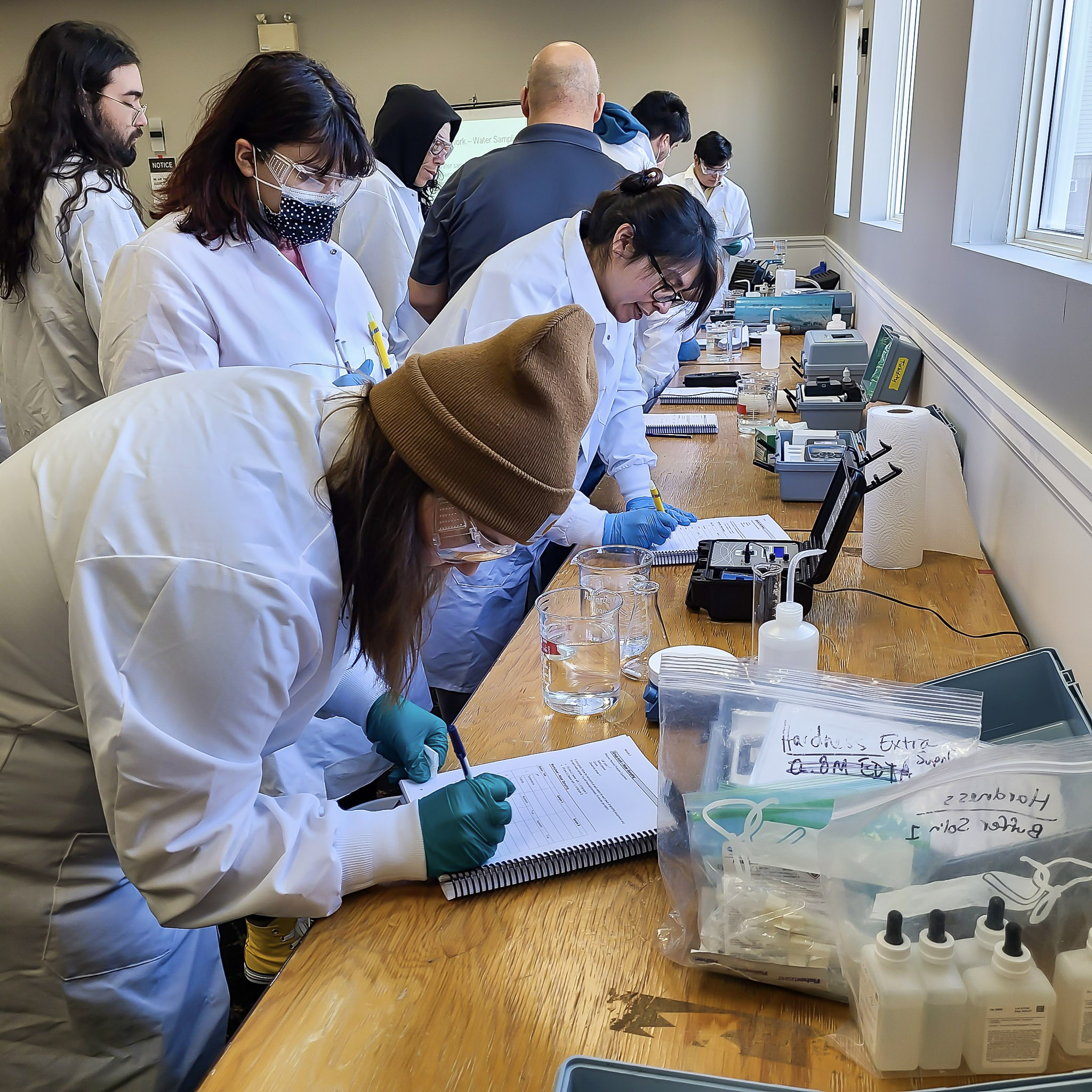 Interns do hands-on work as they prepare to write their Entry Level Drinking Water Course exam