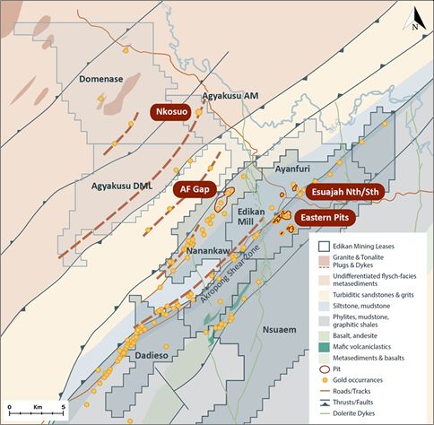 Edikan Gold Mine – Regional Geology, Tenements and Prospects