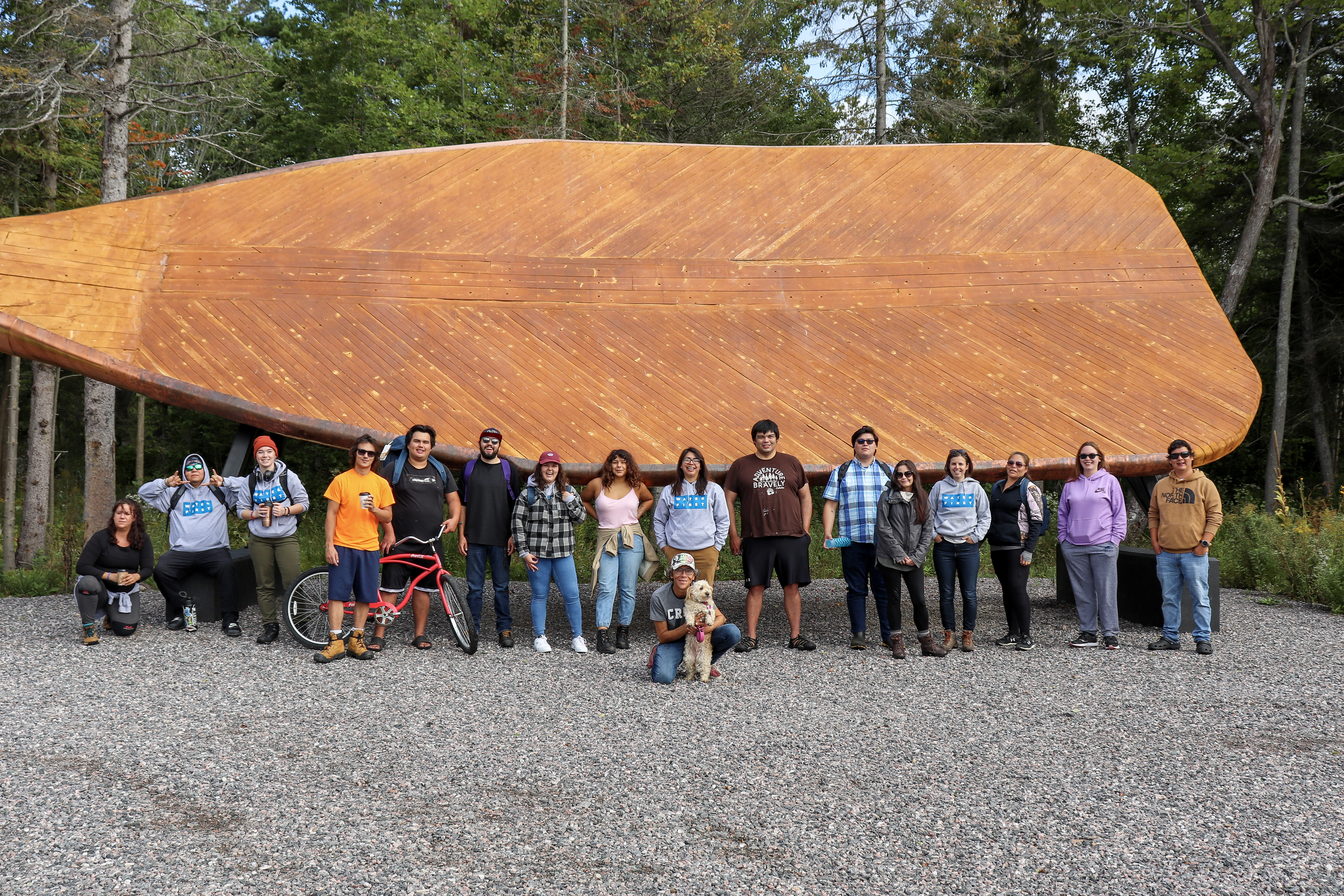 Interns and instructors in the Water First Drinking Water Internship Program in Georgian Bay stop for a photo during a week of source water quality tr