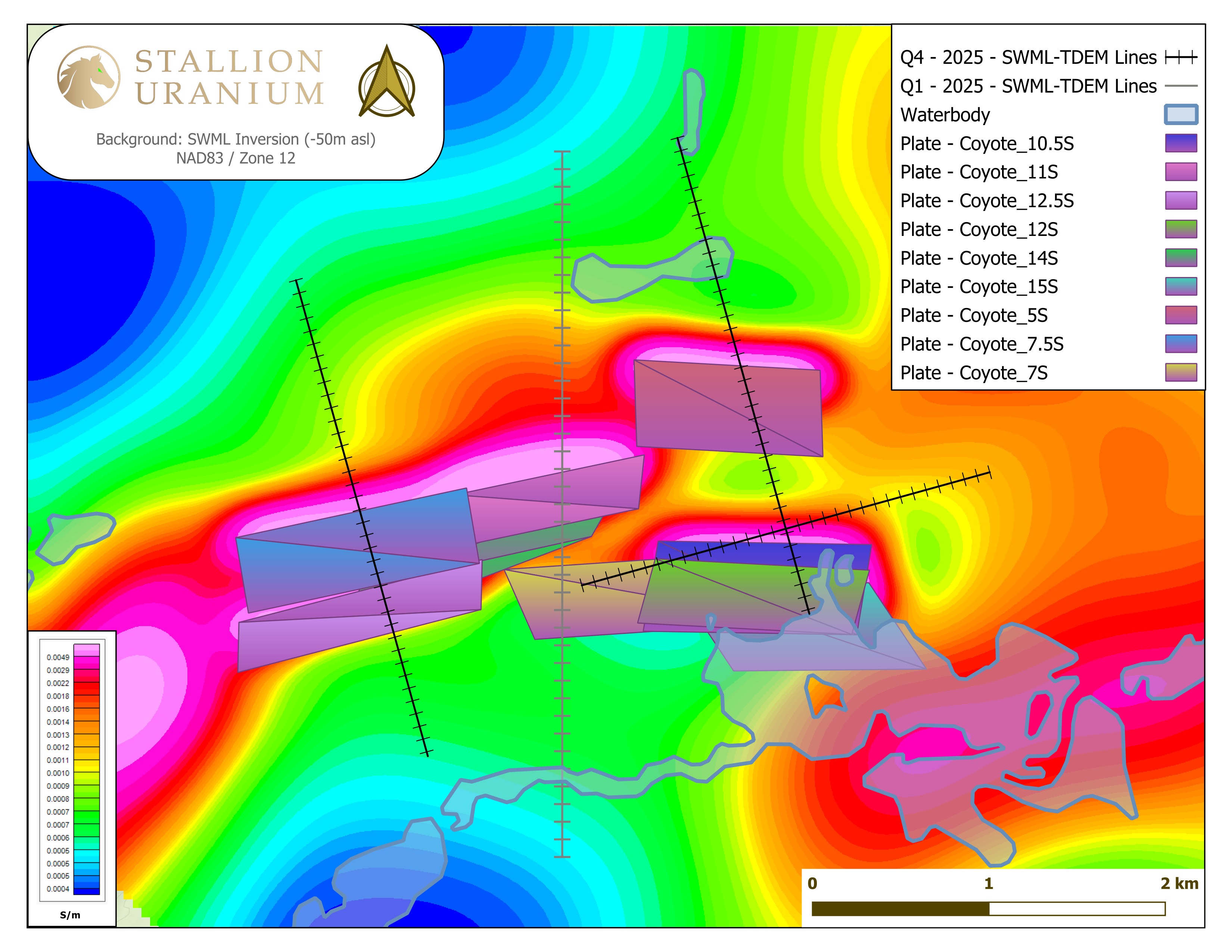 Figure 1: Results of SWML Plate Modeling with EM Plates  25 m below Unconformity