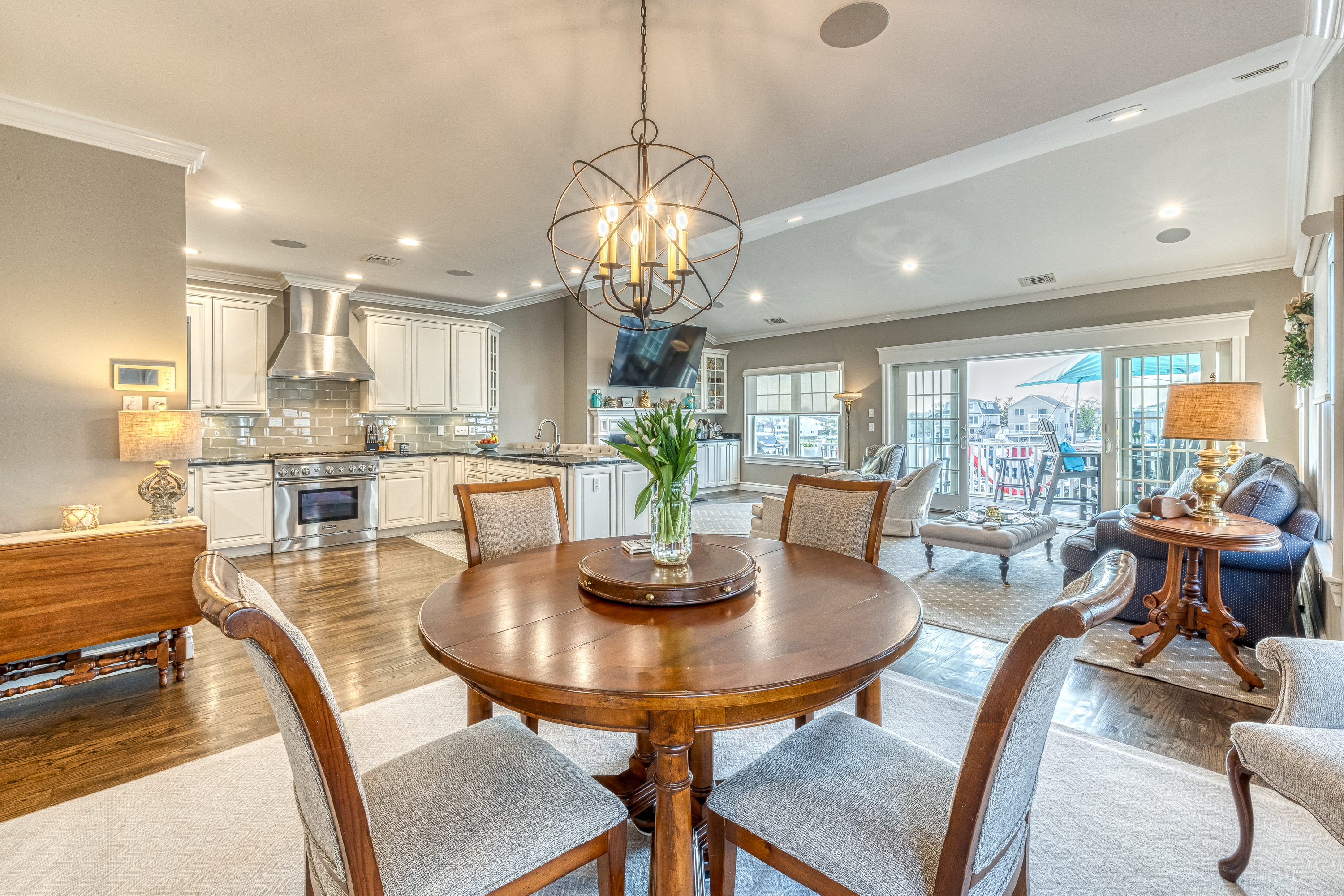 Dining room with marina views.