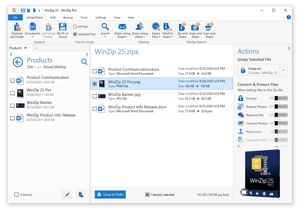 WinZip 25 Pro Main UI