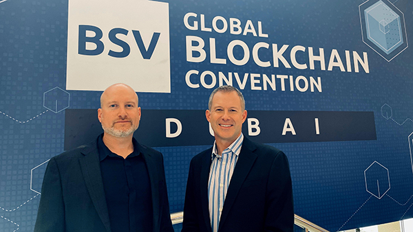 Centbee Co-CEO's Angus Brown and Lorien Gamaroff at BSV Global Blockchain Convention Dubai