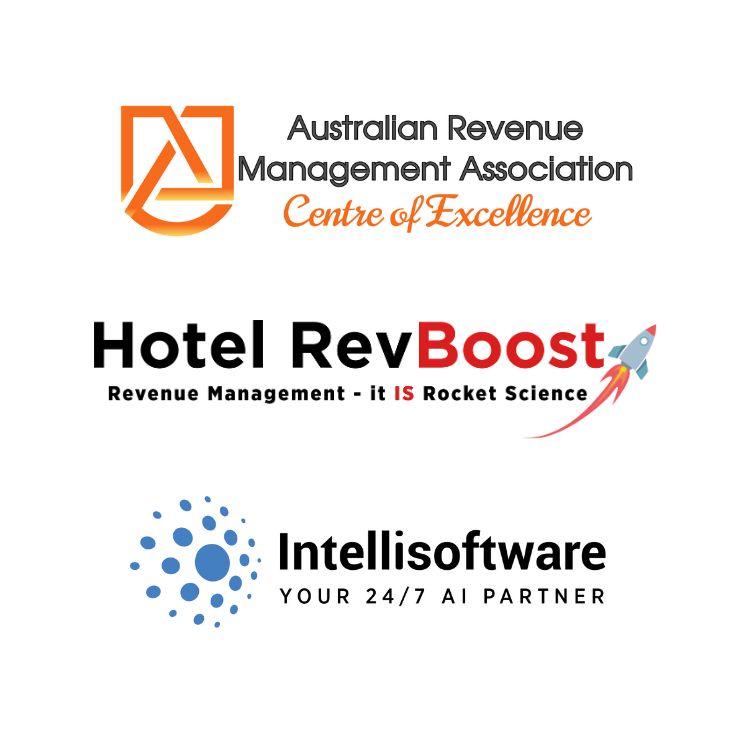 Logos of ARMA - Australian Revenue Management Association, Hotel RevBoost, and Intellisoftware