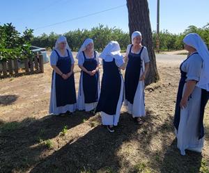 Sister Maria from New Zealand arrives at the Sisters' farm in California
