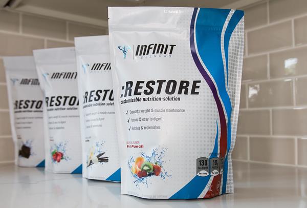 :RESTORE™  is a customizable nutrition solution that provides hydration to those who need it and allows them to sustain their body weight and maintain muscle mass. :RESTORE™ comes in four natural flavors — chocolate, vanilla, fruit punch and cranberry — and is made with 100% all-natural ingredients with zero colors or artificial sweeteners. The consumer has the ability to customize their beverage by mixing 1, 2 or 3 scoops in 12-20 ounces of water, depending on the amount of calories and protein that they need to supplement in their diet, or based on their flavor preferences.



