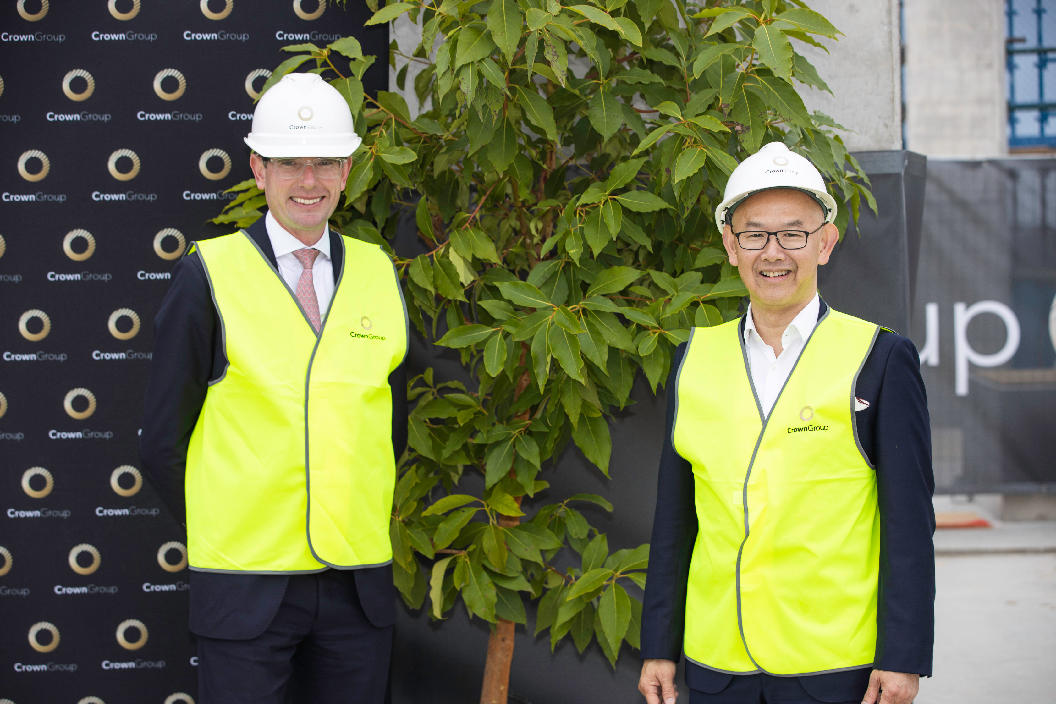 NSW Treasurer Dominic Perottet and Crown Group CEO Iwan Sunito