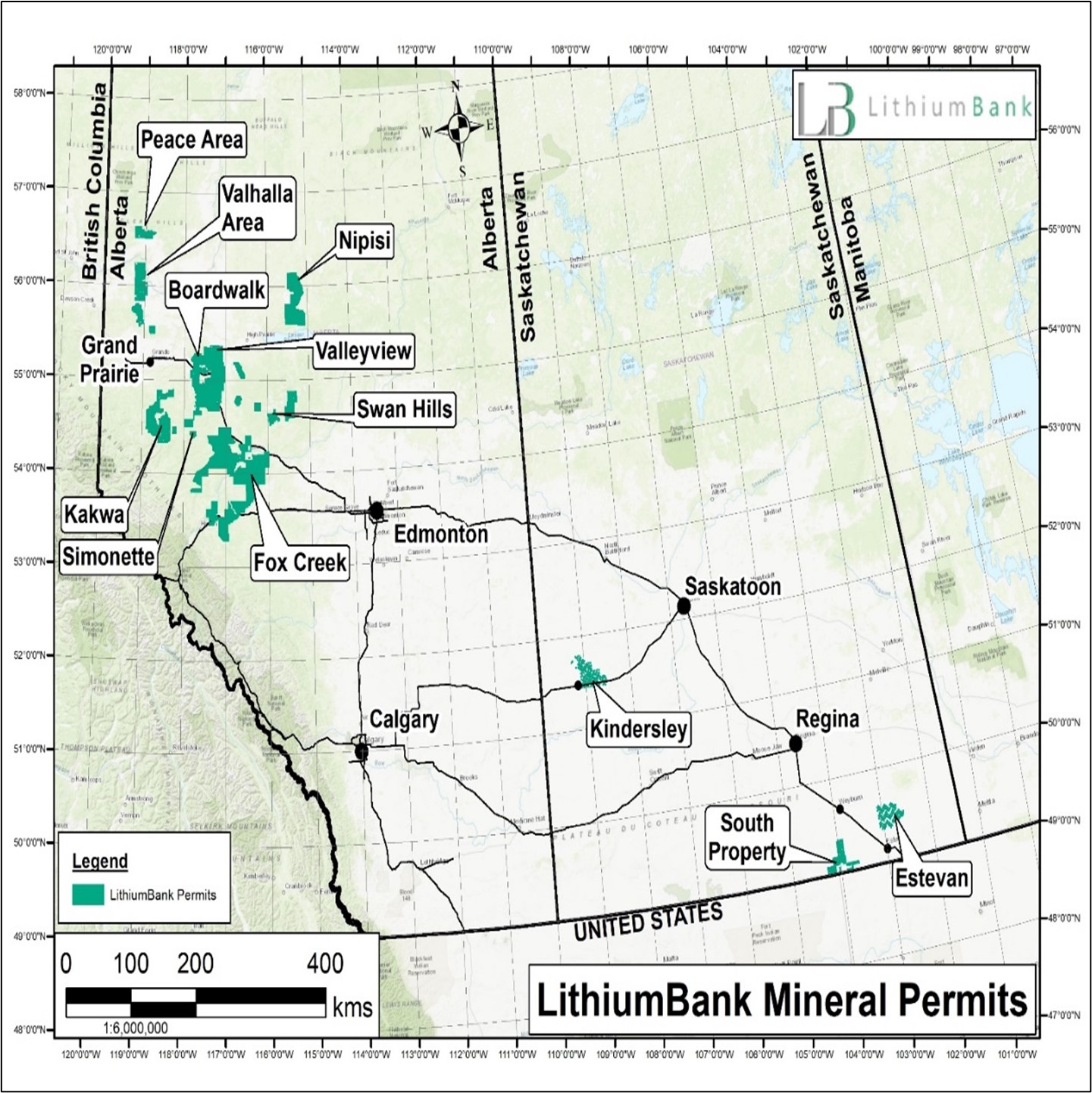 Map of all LithiumBank mineral permits and leases