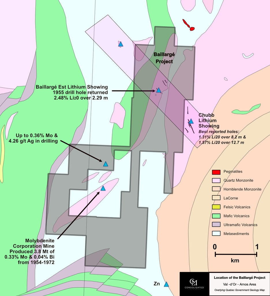 Consolidated Lithium - Location of the Baillargé Project
