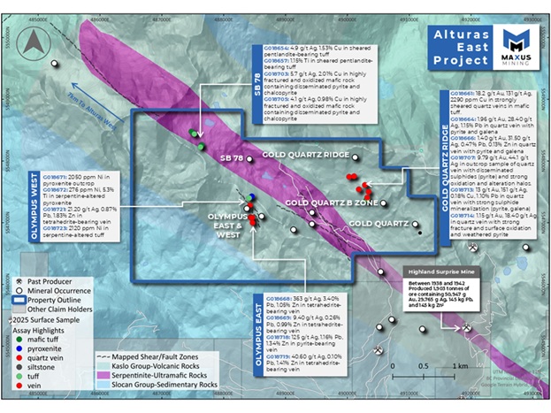 Figure 2: Alturas East 2025 Exploration Program Result Highlights. image