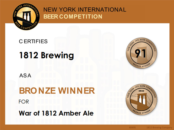 1812 Brewing Company, Inc.- BRONZE WINNER